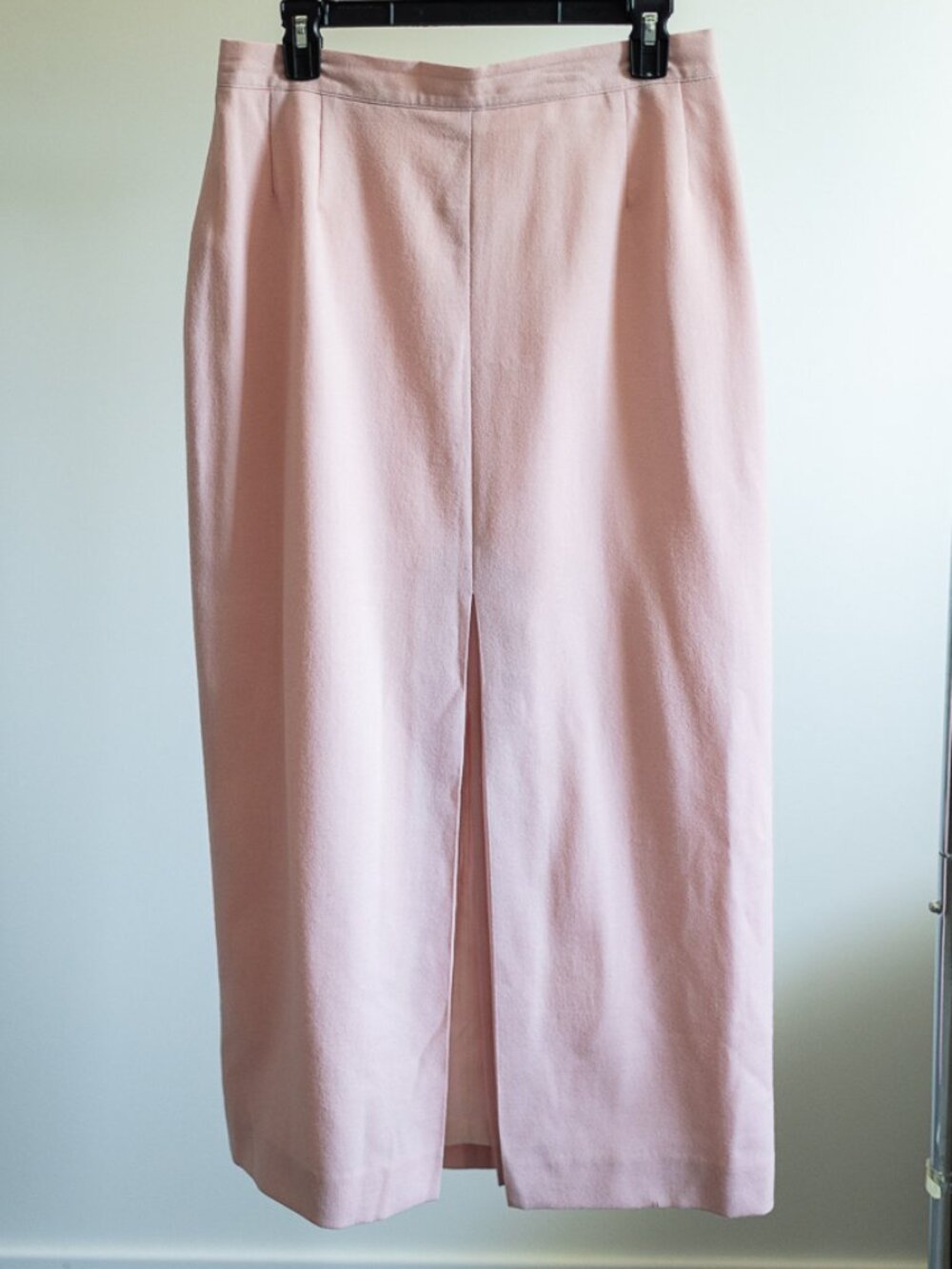 Vintage Devonshire Cream 100% Wool Pencil Skirt Blush Pink Made in Canada Sz 14